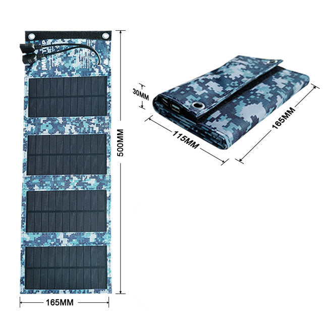 7W Waterproof Solar Panel – 5V – Portable for Hiking, Camping & Outdoor – Camouflage