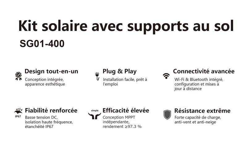 Kit Solaire avec Support au Sol 400 w