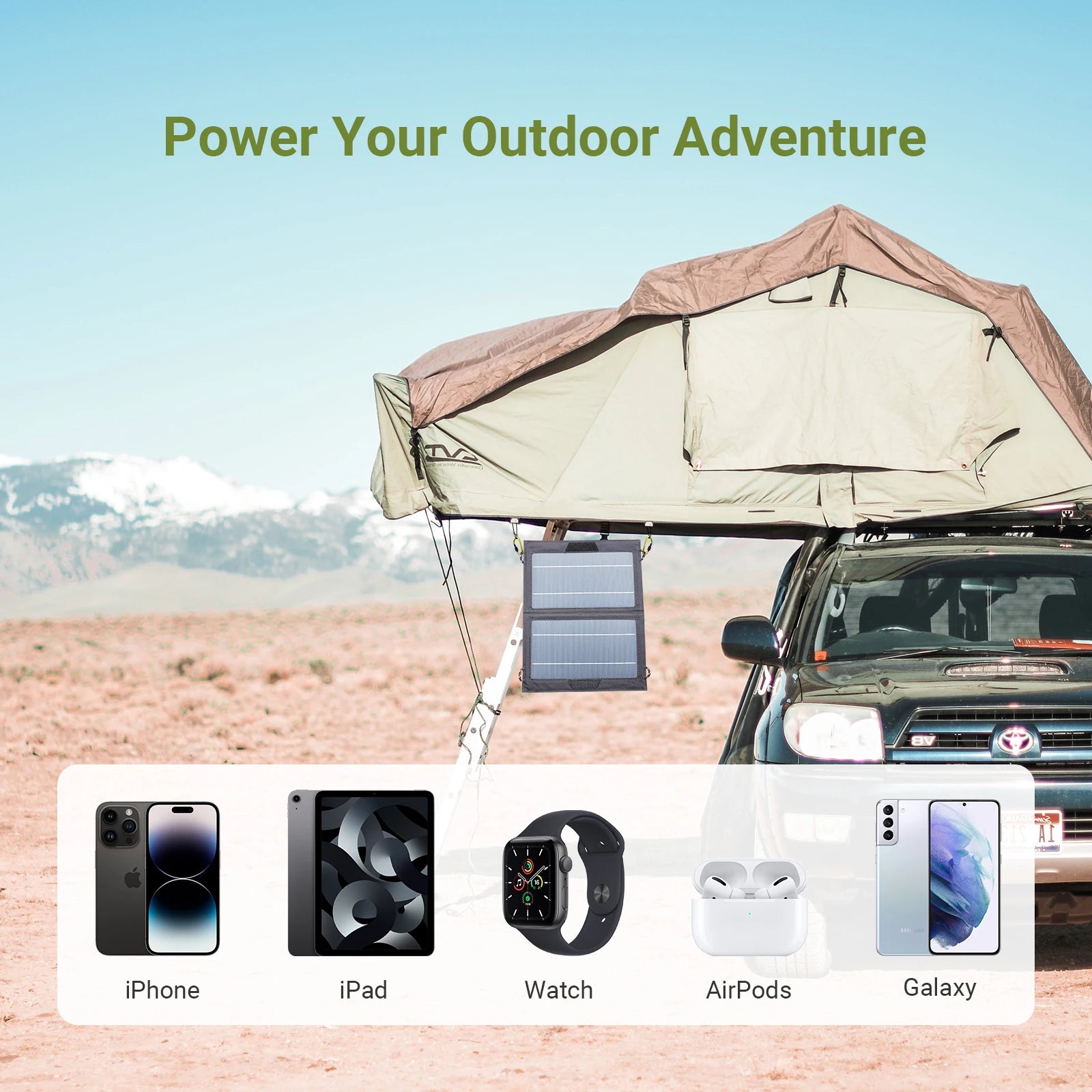 "Chargeur Solaire Portable 10W, Panneau Solaire Pliable Étanche, Sortie USB pour Randonnée, Camping, Sac à Dos, Téléphone, iPad"