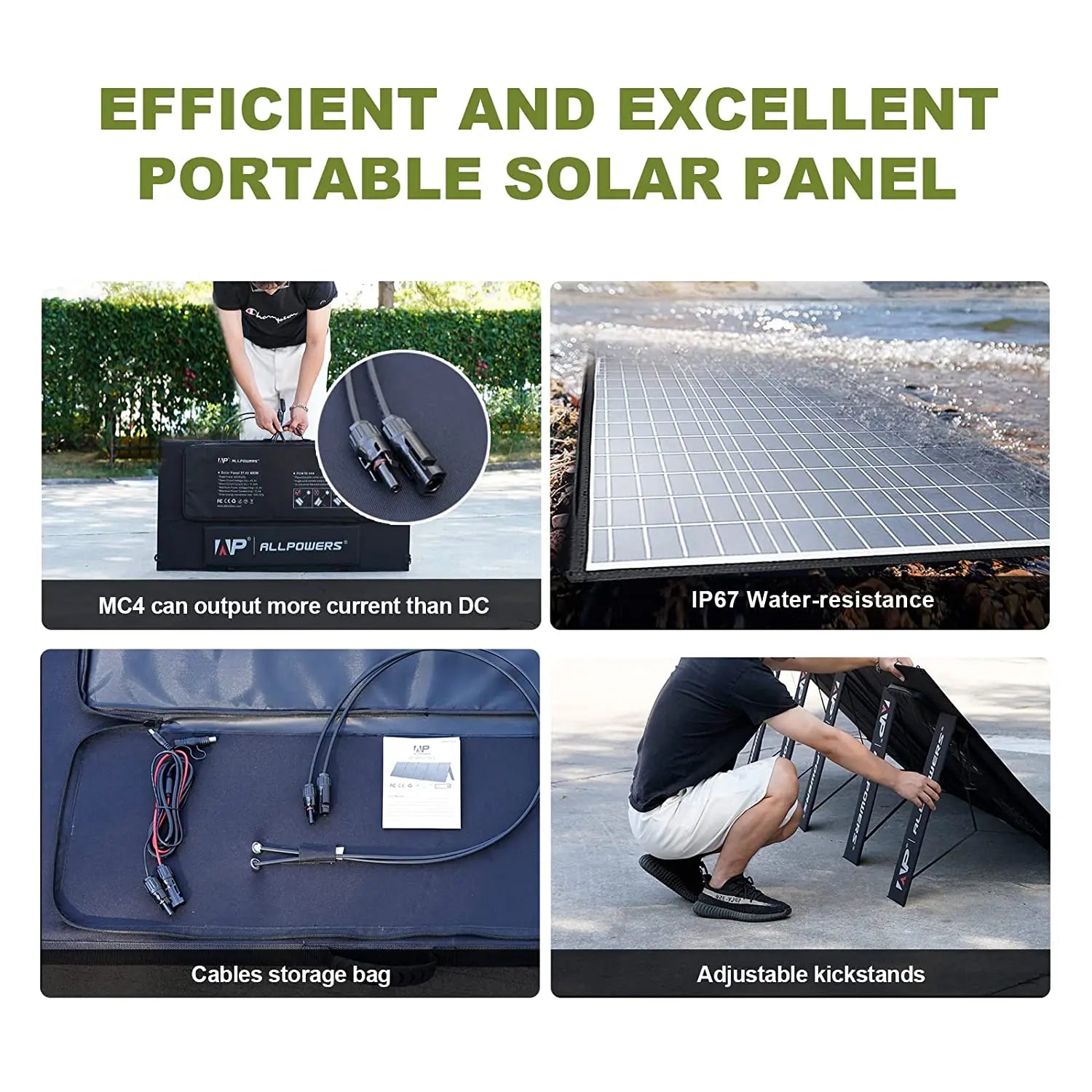 "Panneau Solaire Pliable 400W/200W/140W/100W/60W, Panneau Solaire Portatif pour Générateur de Centrale Électrique"