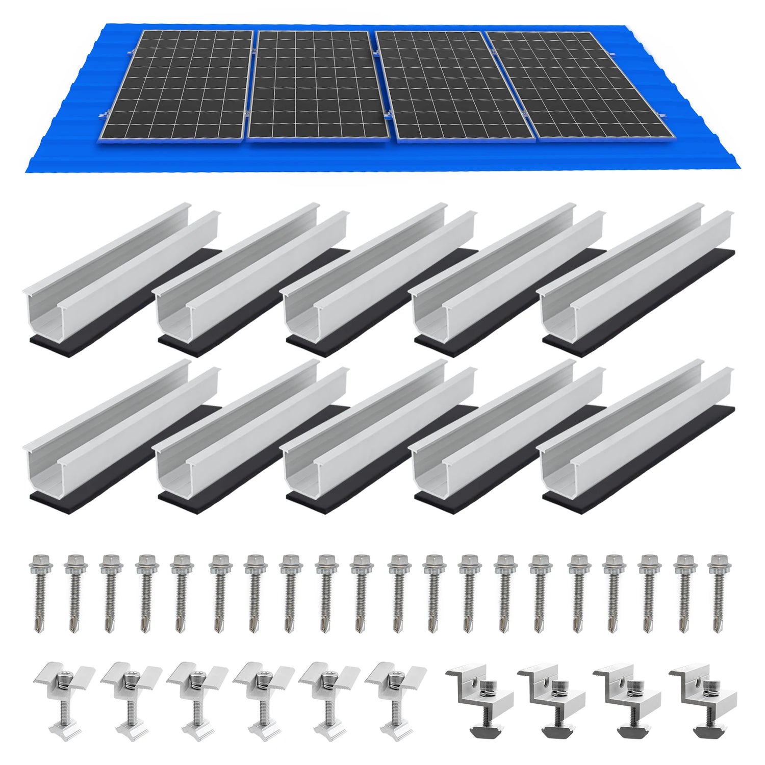 Kit de Panneau Solaire en Aluminium avec Montage Rapide sur Rail