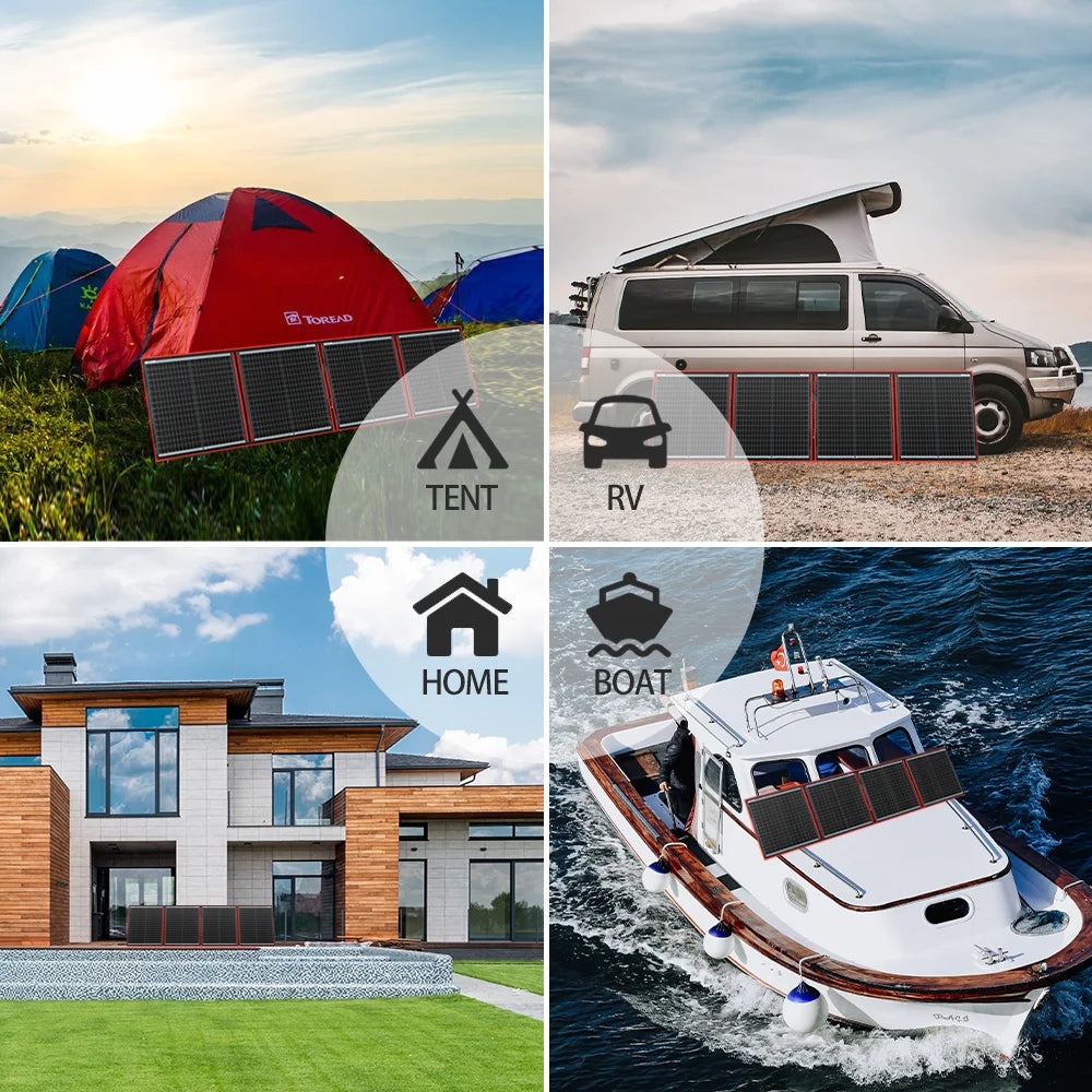 Panneau Solaire Flexible et Pliable – 97W / 150W / 195W / 295W – Avec Régulateur 12V – Pour Camping et Voyages