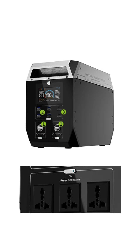 Générateur de Secours Portable 2400W Continu 3600W Pic - Station Électrique LiFePO₄ pour Voyage et Urgence