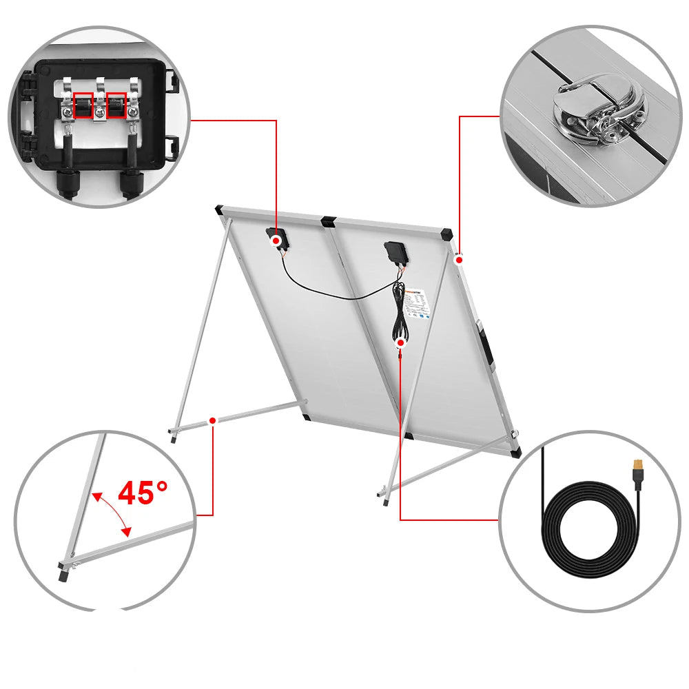 160W Rigid Foldable Solar Panel – 18V – With 12V 10A Controller – High Quality Monocrystalline Cells