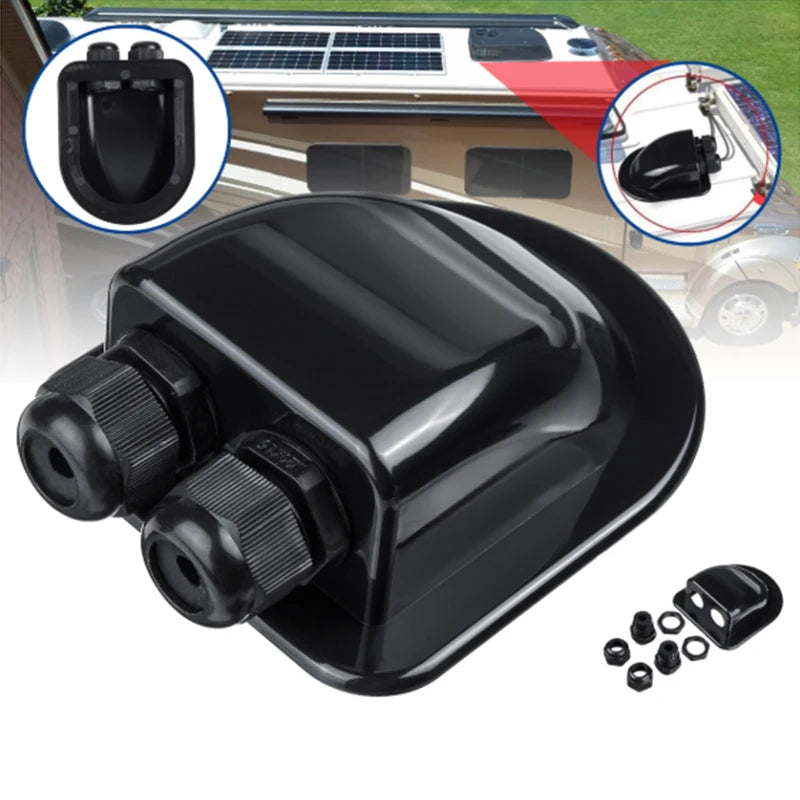 Boîte de Presse‑Étoupes à Double Fil pour Panneau Solaire – Entrée Câble Étanche pour Toit de Camping‑Car, Yacht, Caravane