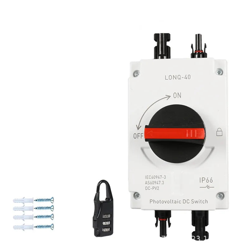 Interrupteur Isolateur DC 1500V 32A IP66 – Commutateur Rotatif Étanche 4P avec Verrouillage pour Installation Solaire