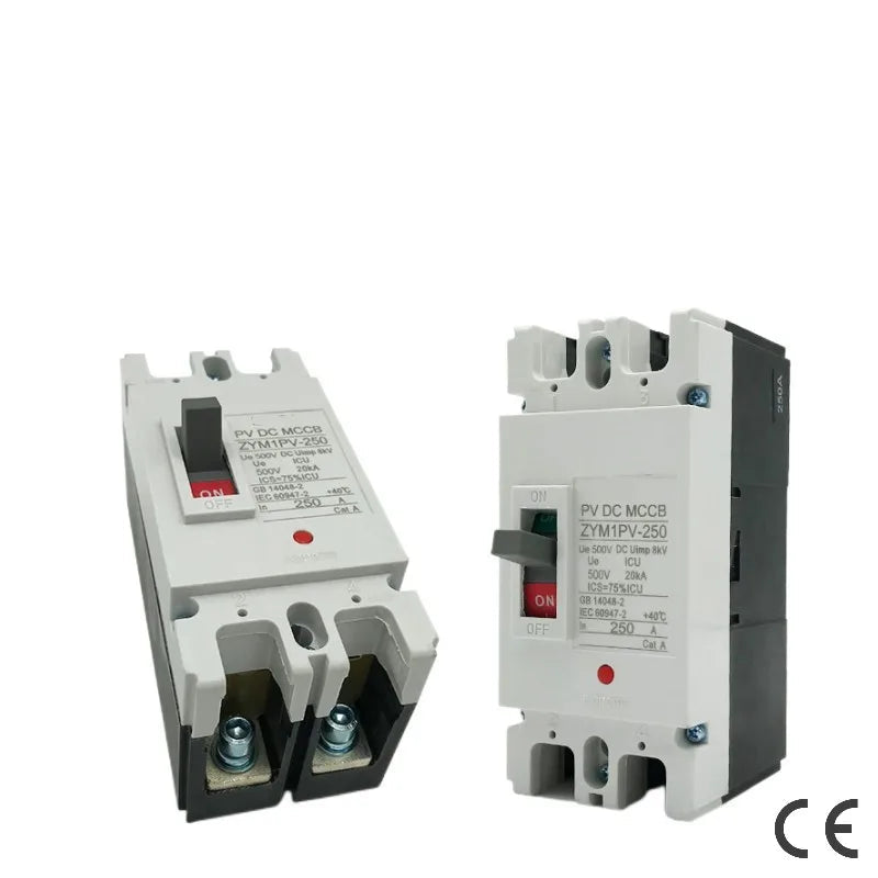Disjoncteur Boîtier Moulé DC MCCB 500V – 63A à 250A 2P pour Batteries Solaires, Bornes de Recharge et Photovoltaïque
