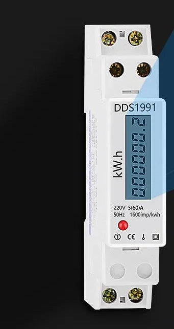Compteur d’Énergie Monophasé Numérique LCD – kWh, Tension, Courant, Consommation Sur Rail DIN 35 mm