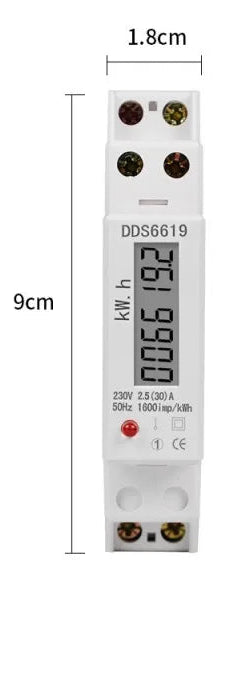 Compteur d’Énergie Monophasé Numérique LCD – kWh, Tension, Courant, Consommation Sur Rail DIN 35 mm