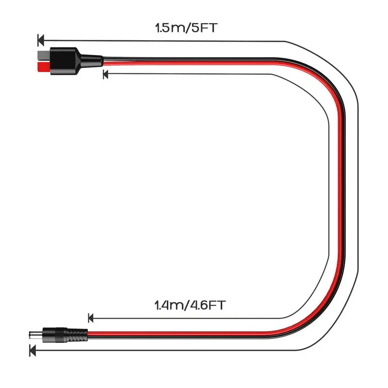 Câble Anderson DC 14AWG – 1,5 m (5 ft) avec Adaptateurs DC5525/DC7909