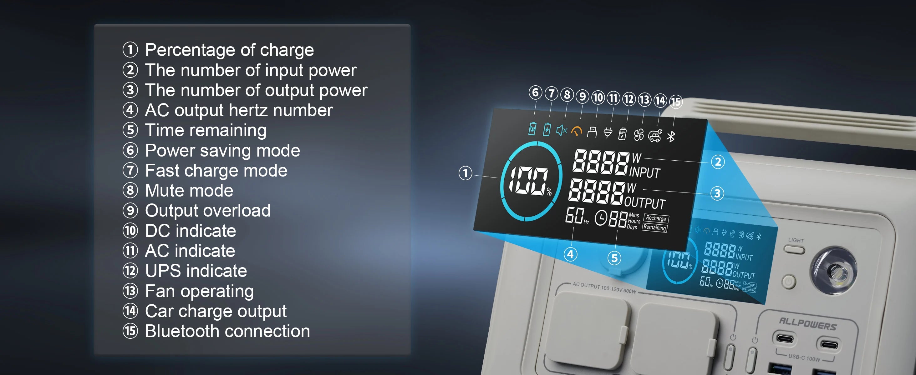 "Centrale électrique portable 600W 299Wh - Batterie LiFePO4 - Idéale pour camping, RV et usage domestique en plein air"