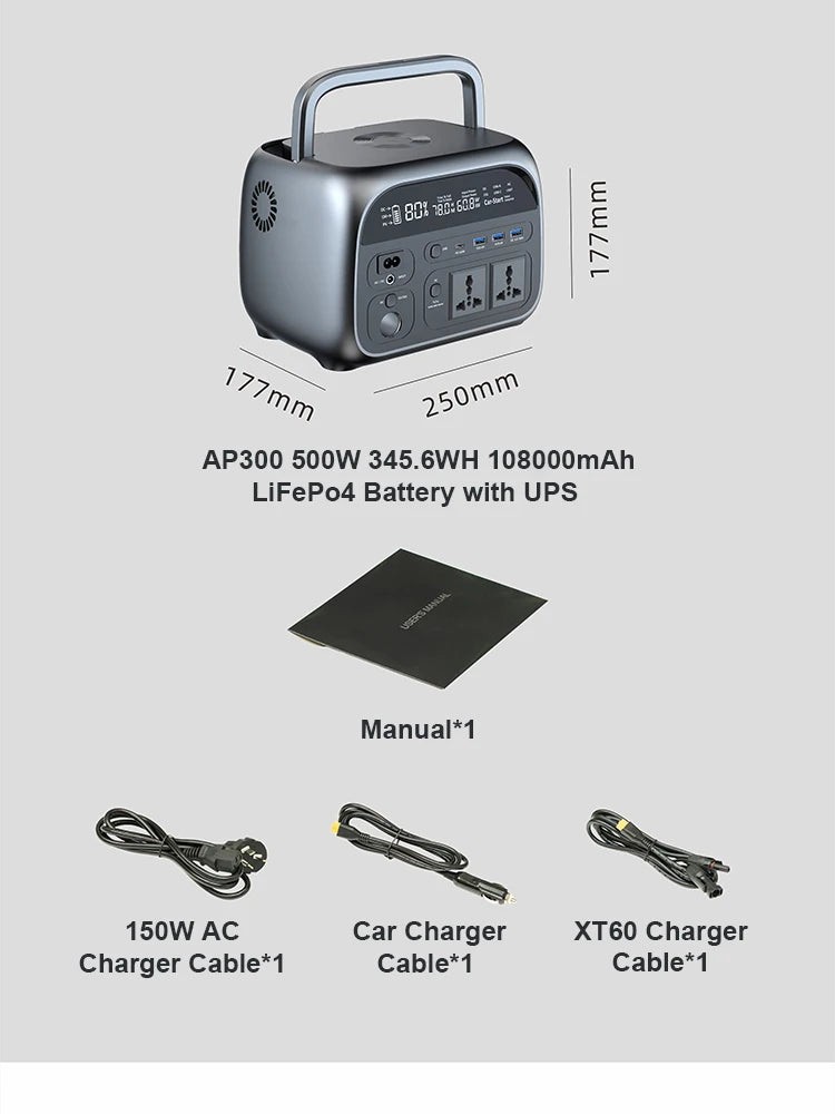 Générateur de Secours Portable 2400W Continu 3600W Pic - Station Électrique LiFePO₄ pour Voyage et Urgence
