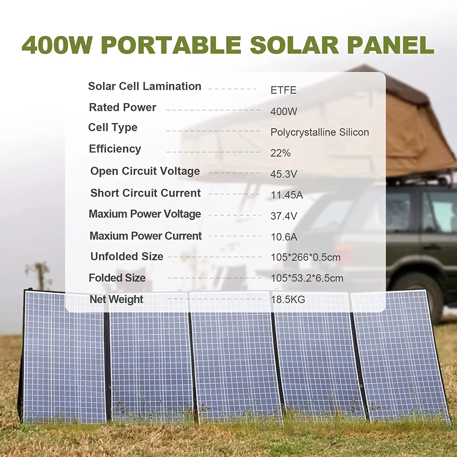 "Panneau Solaire Pliable 400W/200W/140W/100W/60W, Panneau Solaire Portatif pour Générateur de Centrale Électrique"