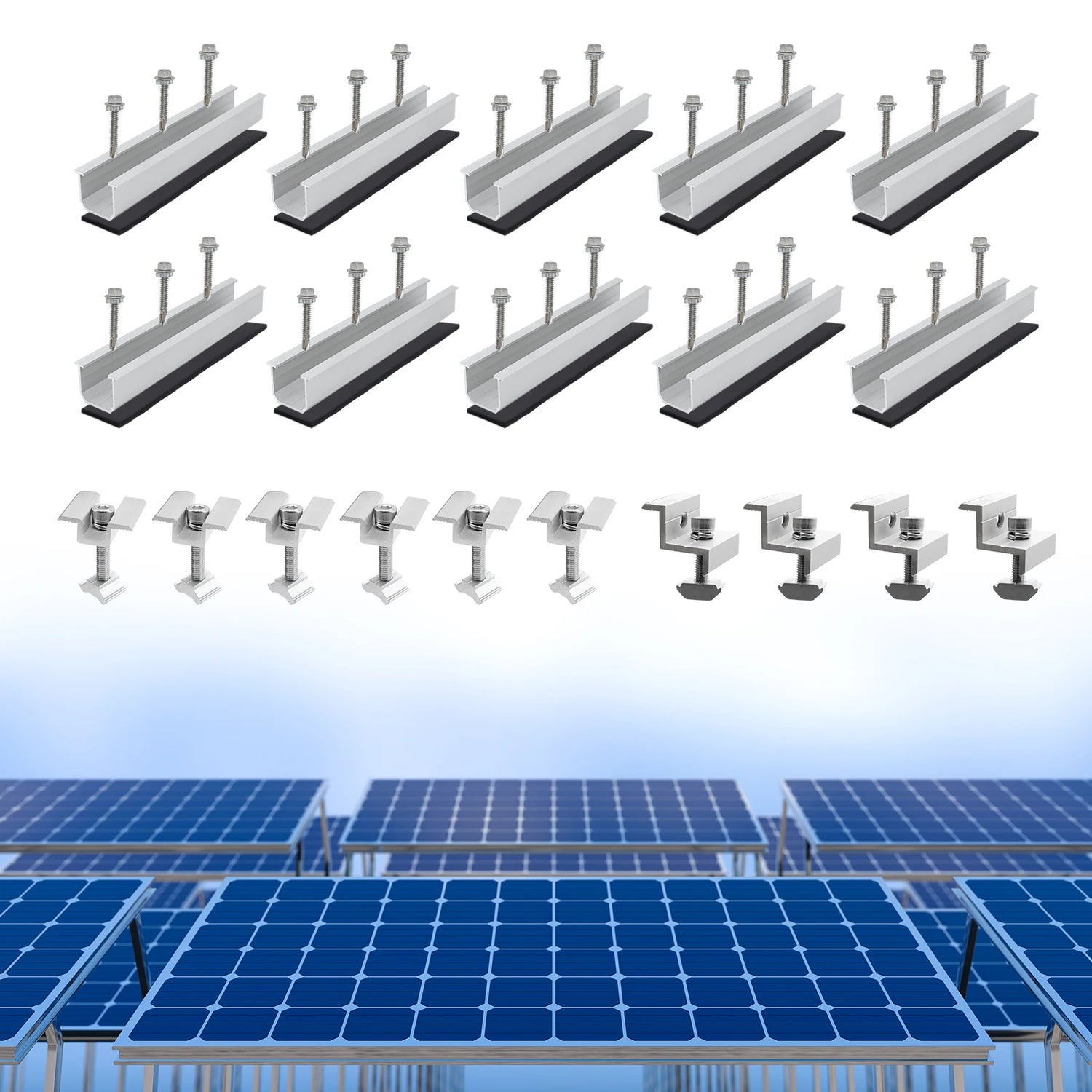 Kit de Panneau Solaire en Aluminium avec Montage Rapide sur Rail