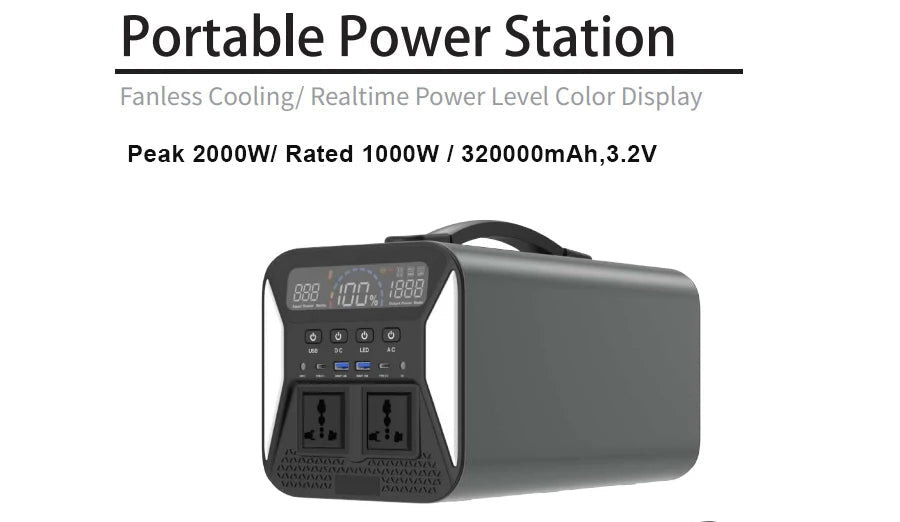Générateur de Secours Portable 2400W Continu 3600W Pic - Station Électrique LiFePO₄ pour Voyage et Urgence
