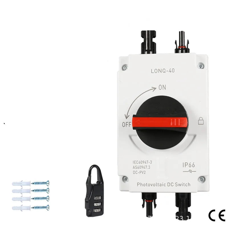 Interrupteur Isolateur DC 1500V 32A IP66 – Commutateur Rotatif Étanche 4P avec Verrouillage pour Installation Solaire
