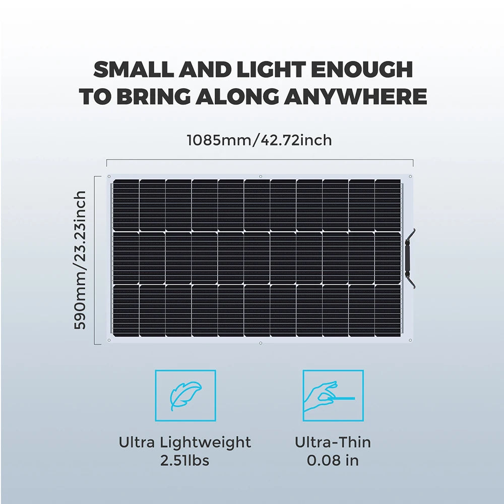 "Panneau Solaire Semi-Flexible 150W, 21.6V, Photovoltaïque, pour Maison, Bateau, Camping-Car, Balcon, Chargeur de Batterie 12v/24V, ETFE et PET"