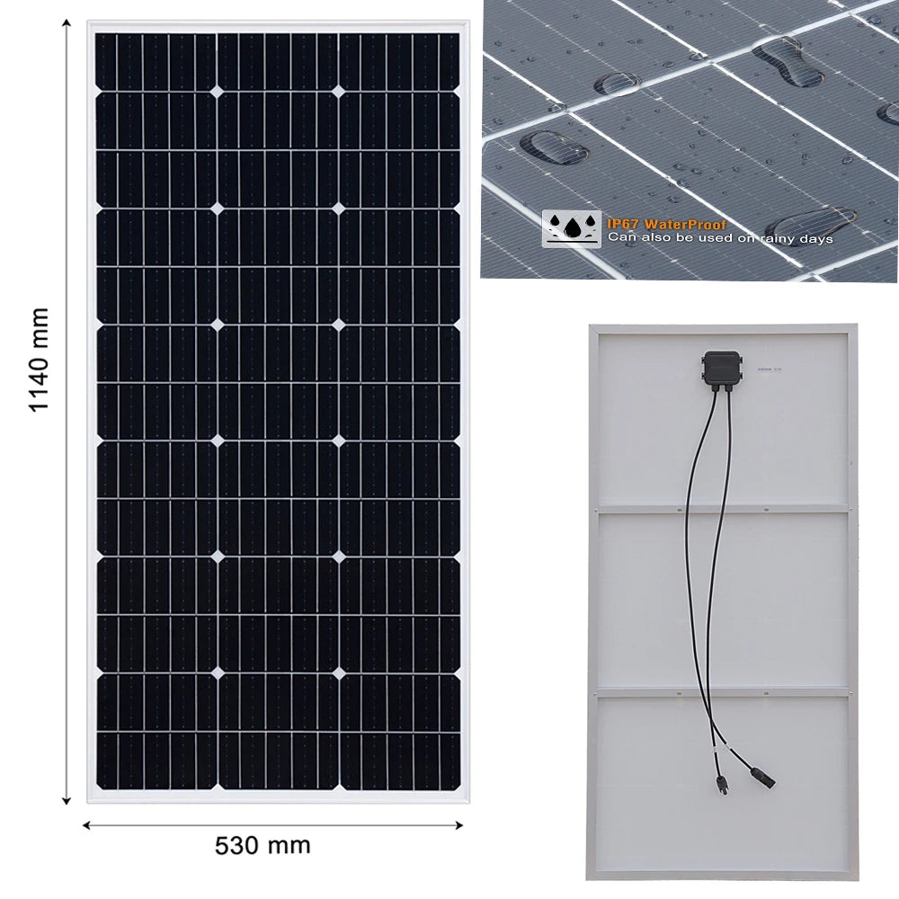 "Panneau Solaire Léger 150W 18V, Module Photovoltaïque, Chargeur d'Alimentation PV pour Batterie 12v Bateau, Caravane et Applications Hors Réseau"