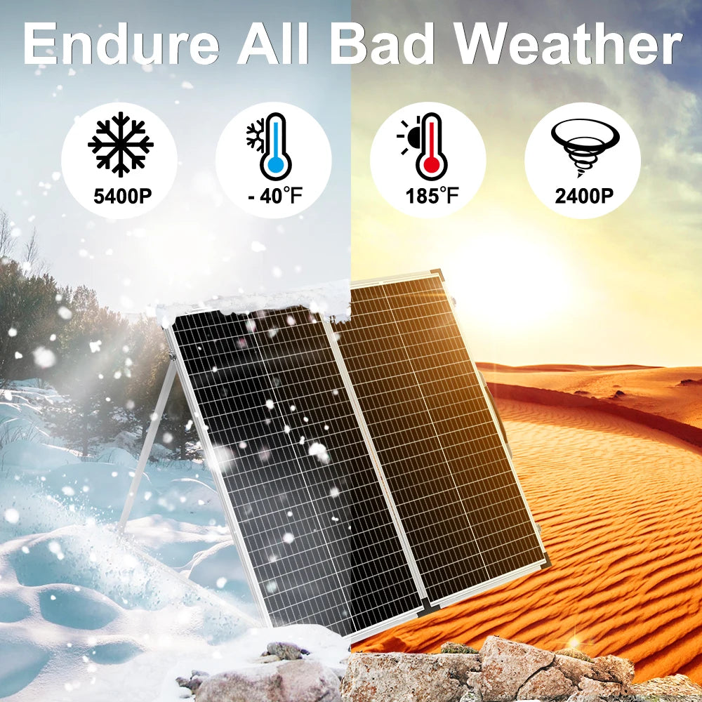 160W Rigid Foldable Solar Panel – 18V – With 12V 10A Controller – High Quality Monocrystalline Cells
