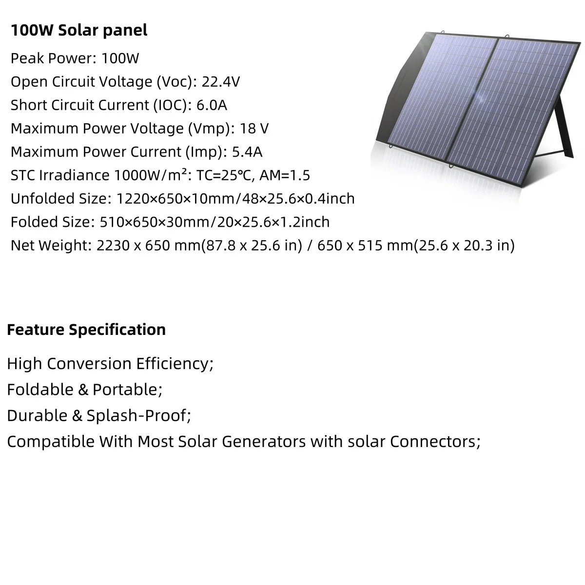"Panneau Solaire Pliable 400W/200W/140W/100W/60W, Panneau Solaire Portatif pour Générateur de Centrale Électrique"