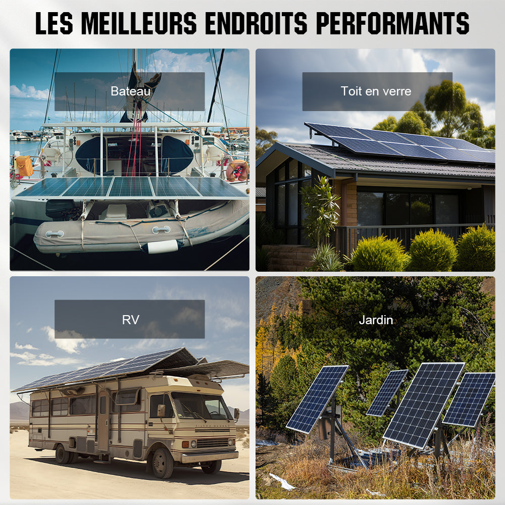 Panneau Solaire Bifacial - 195W - Monocristallin - 12V