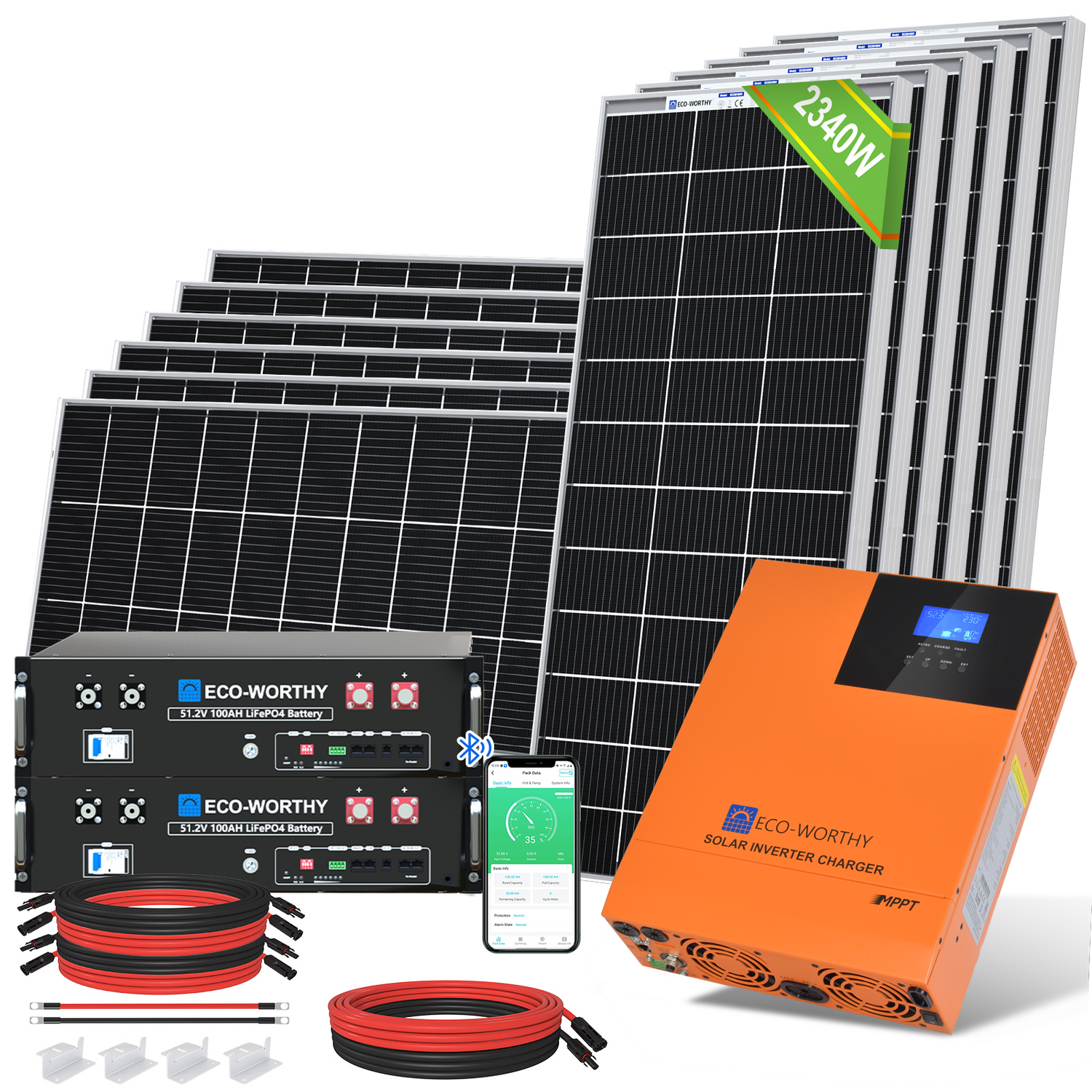 Kit Solaire Off-Grid – 2340W – 12 Panneaux Bifaciaux – 48V