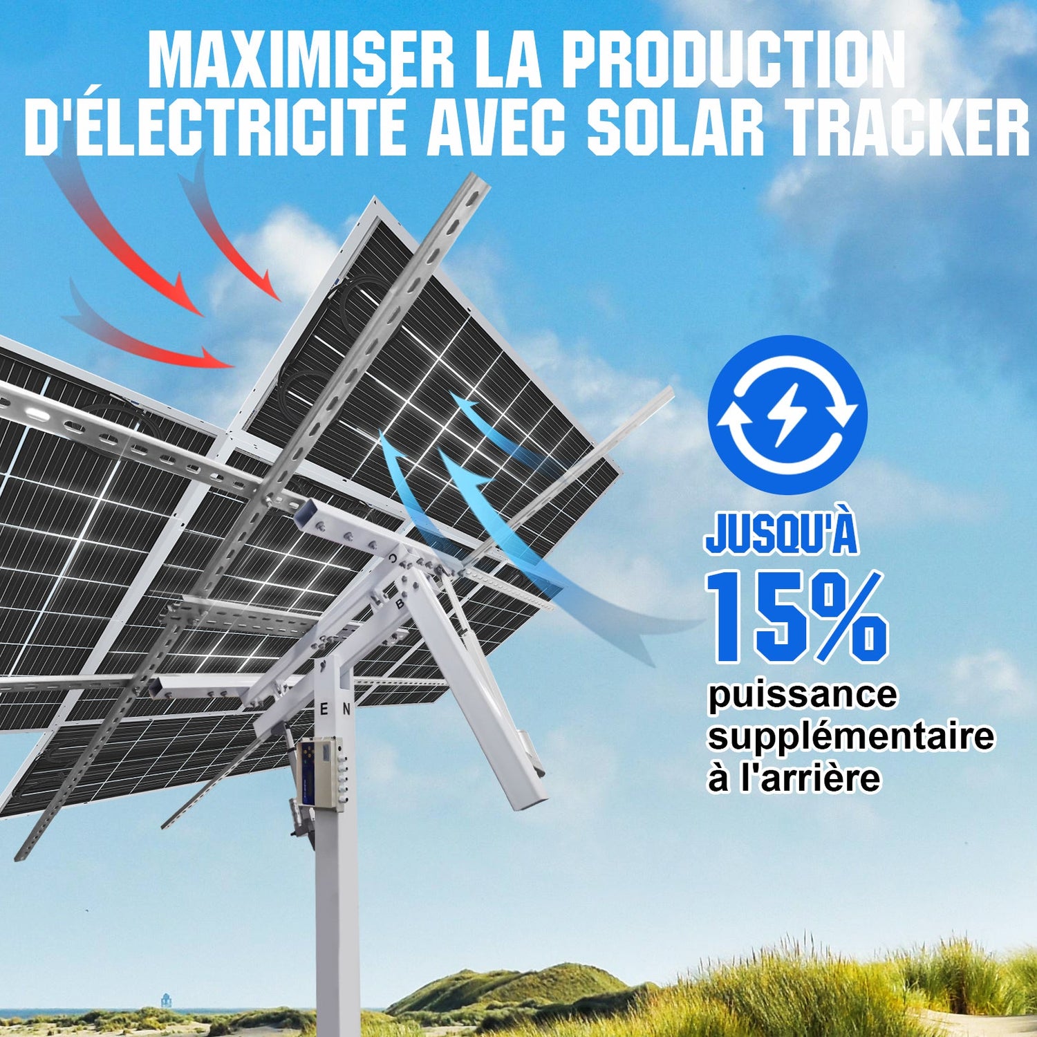 Panneau Solaire Bifacial - 195W - Monocristallin - 12V