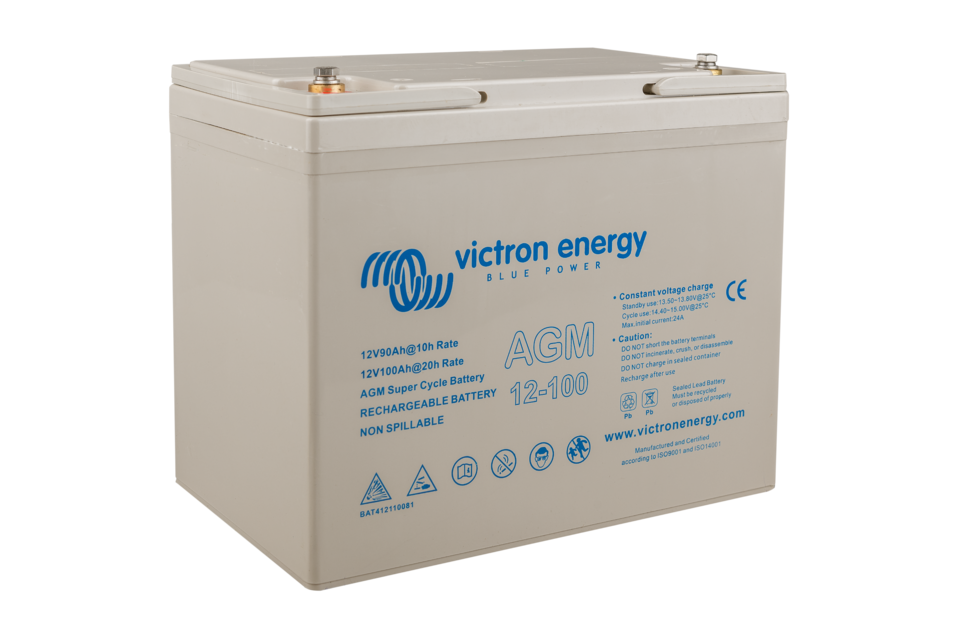 "Batterie 12V 100Ah AGM Super Cycle pour véhicules et systèmes solaires - Connexion M6 - Haute performance et longue durée"