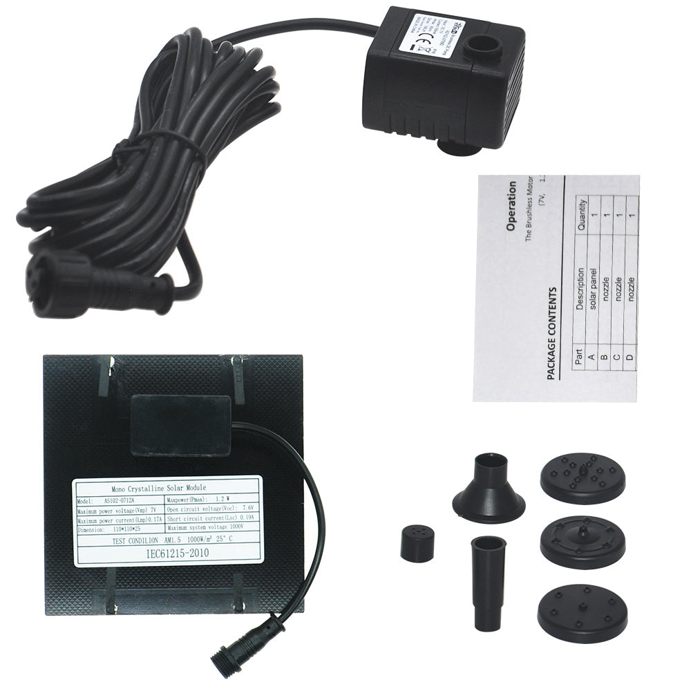 Fontaine Solaire Flottante – Panneau 7V 1.2W pour Jardin, Bassin ou Piscine