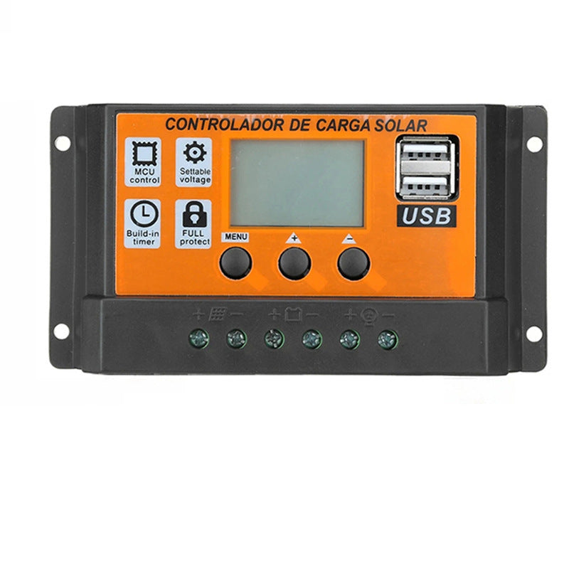 Contrôleur de Charge Solaire LCD Orange – Régulateur Intelligent 20A à 100A pour Panneaux Solaires