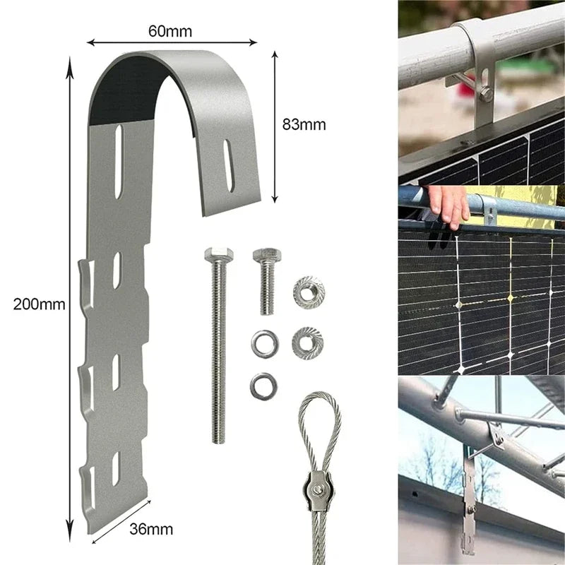 Crochets de Fixation Panneaux Solaires pour Balcon – 2 ou 4 Pièces en Acier Inoxydable Réglables pour Rambarde