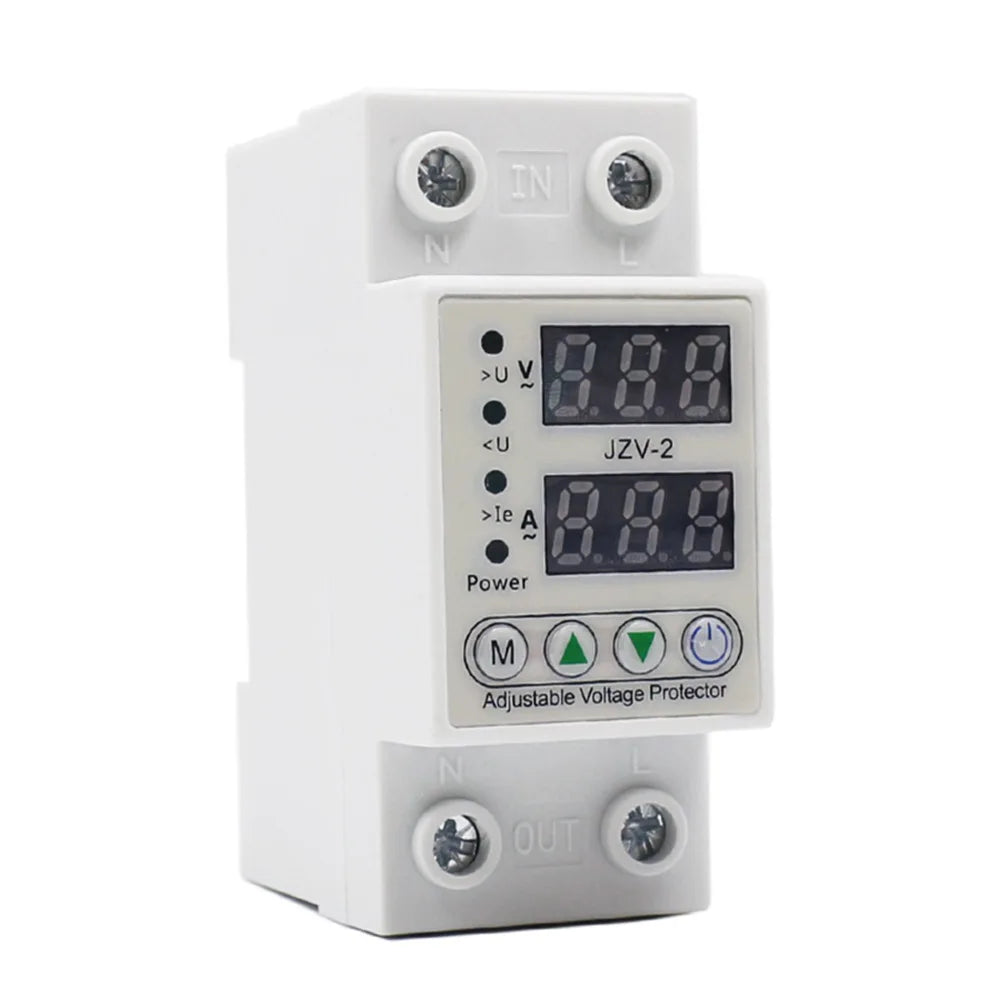 Relais de Protection Intelligent 40A/63A/80A/100A – DIN Rail à Double Affichage pour Surtension, Sous-tension et Surcharge AC 230V