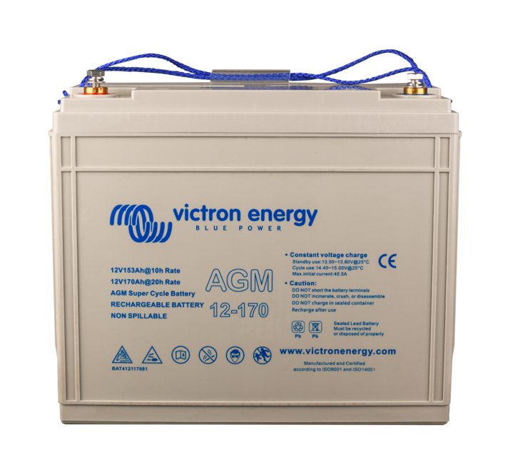 "Batterie AGM Super Cycle 12V 170Ah pour Camping-Car, Bateau, Solaire, Energie Renouvelable - Connexion M8"