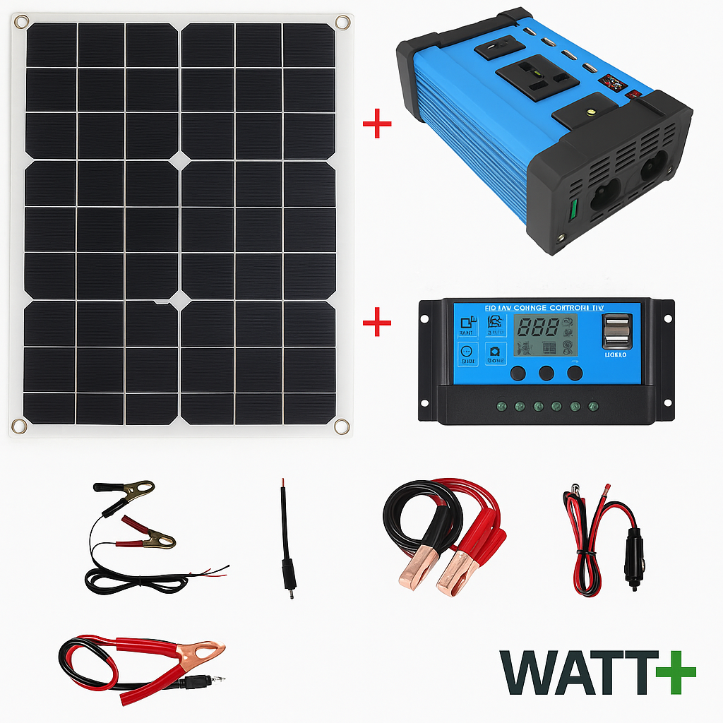 Kit Solaire 300W avec Onduleur 12V et Régulateur 30A – Système Complet Photovoltaïque