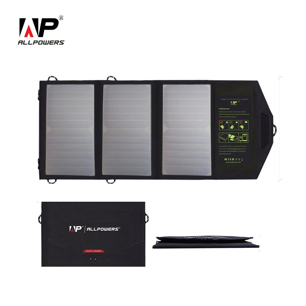 "Chargeur de téléphone solaire 5V 18V, Panneau solaire pliable et flexible haute efficacité 21W, Idéal pour le voyage"