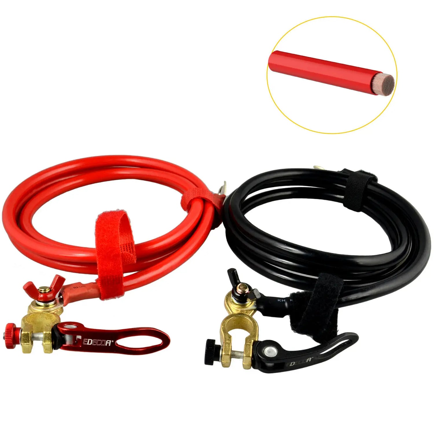 Câble de Batterie Cuivre Pur 3 AWG – 25 mm², 1 m ou 1,5 m, pour Voiture, Onduleur ; Bateau