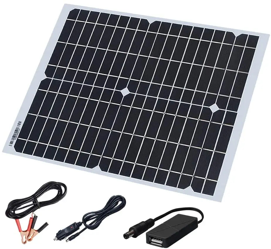 Panneau Solaire Portable 20 W / 30 W – 18 V Monocristallin avec Port USB 5 V – Camping-Car, Bivouac & Bateau