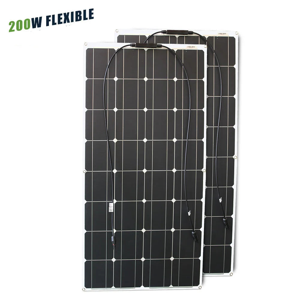 Panneau Solaire Flexible 12V – 100W à 600W – Étanche et Monocristallin – Idéal pour Camping-Car, Bateau, Toiture Courbe