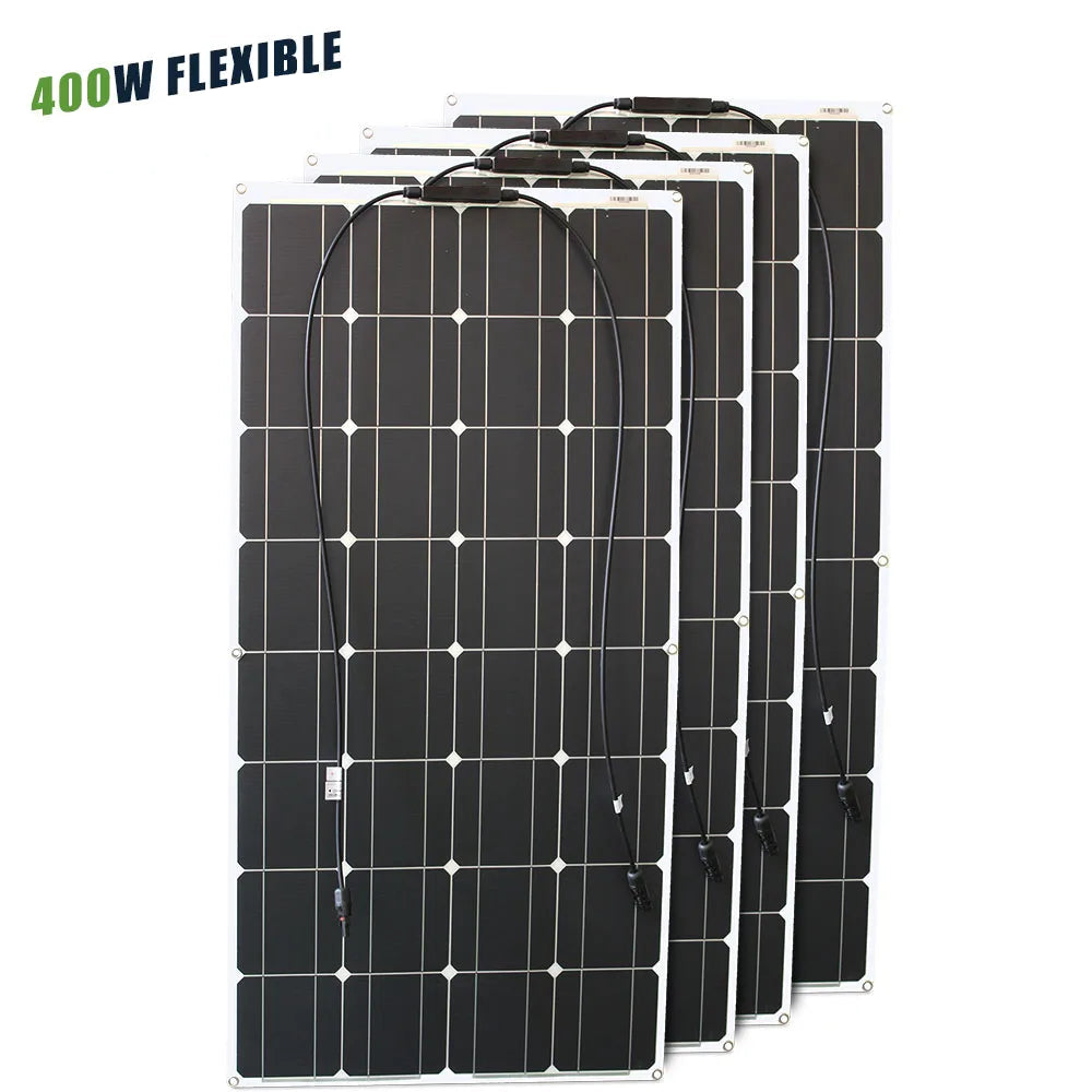 Panneau Solaire Flexible 12V – 100W à 600W – Étanche et Monocristallin – Idéal pour Camping-Car, Bateau, Toiture Courbe