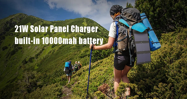 "Chargeur de téléphone solaire 5V 18V, Panneau solaire pliable et flexible haute efficacité 21W, Idéal pour le voyage"