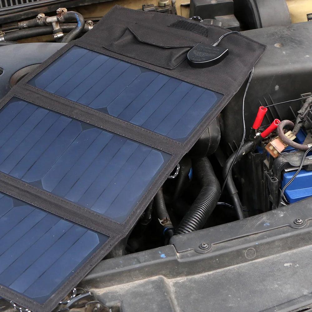 "Chargeur de téléphone solaire 5V 18V, Panneau solaire pliable et flexible haute efficacité 21W, Idéal pour le voyage"