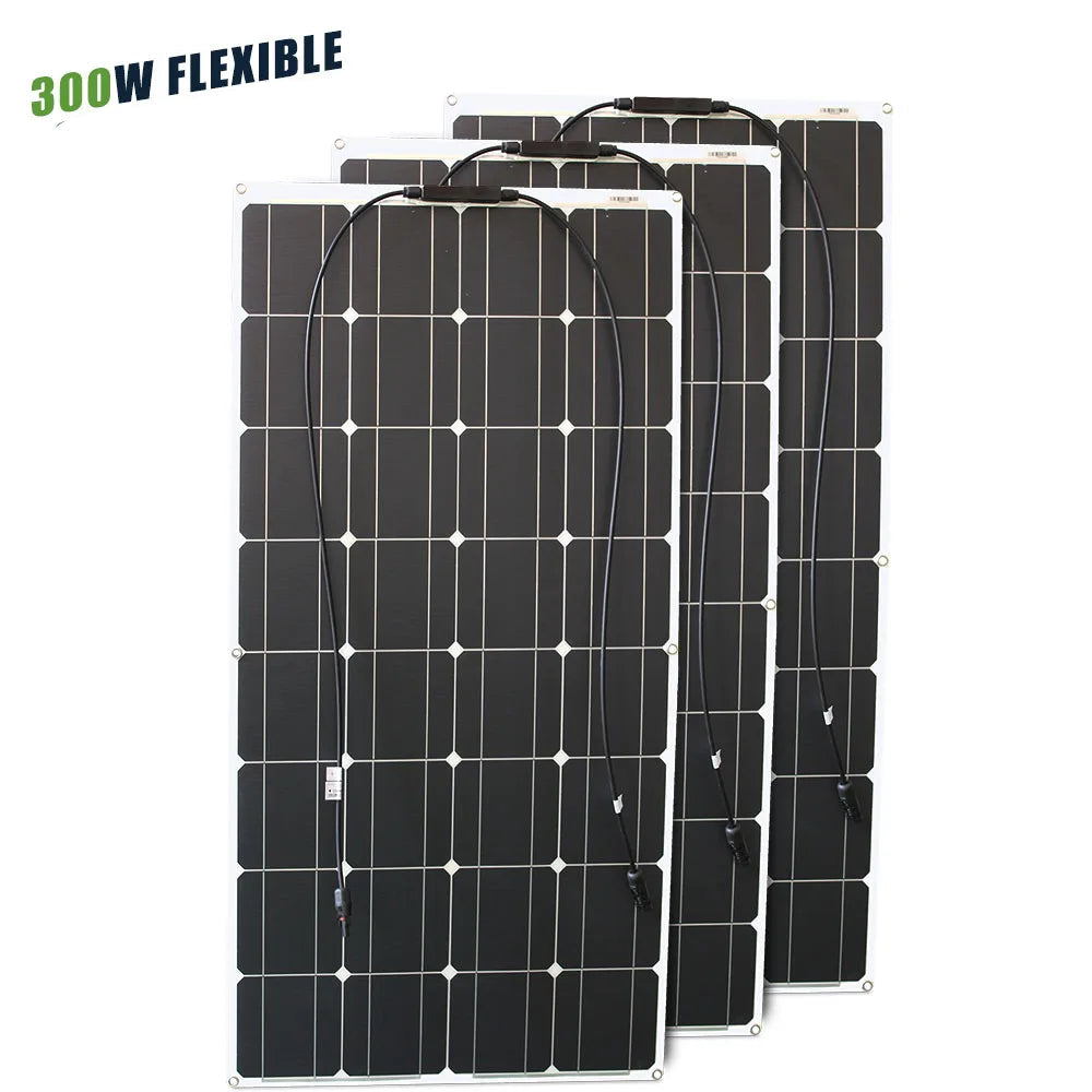 Panneau Solaire Flexible 12V – 100W à 600W – Étanche et Monocristallin – Idéal pour Camping-Car, Bateau, Toiture Courbe