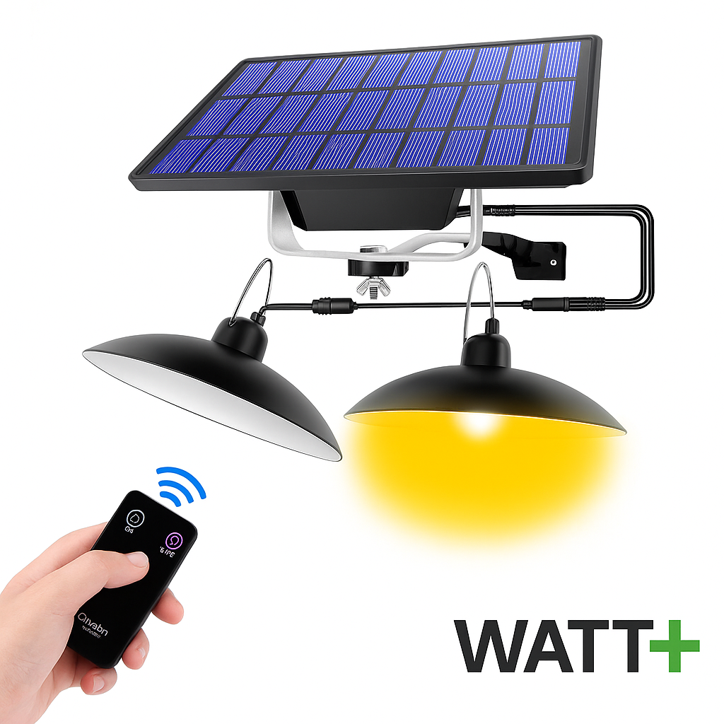Kit Panneau Solaire avec 2 Lampes LED Extérieures – 5.5V 3.5W – Autonomie 12H – Éclairage Jardin 6500K / 3500K