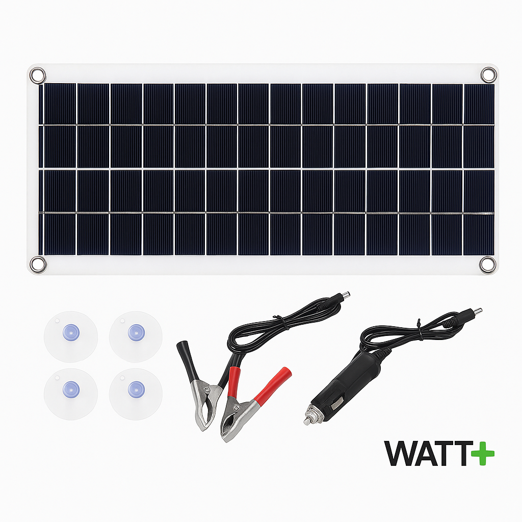 Panneau Solaire Flexible 15W – Double USB + DC | Kit de Recharge Solaire Portable