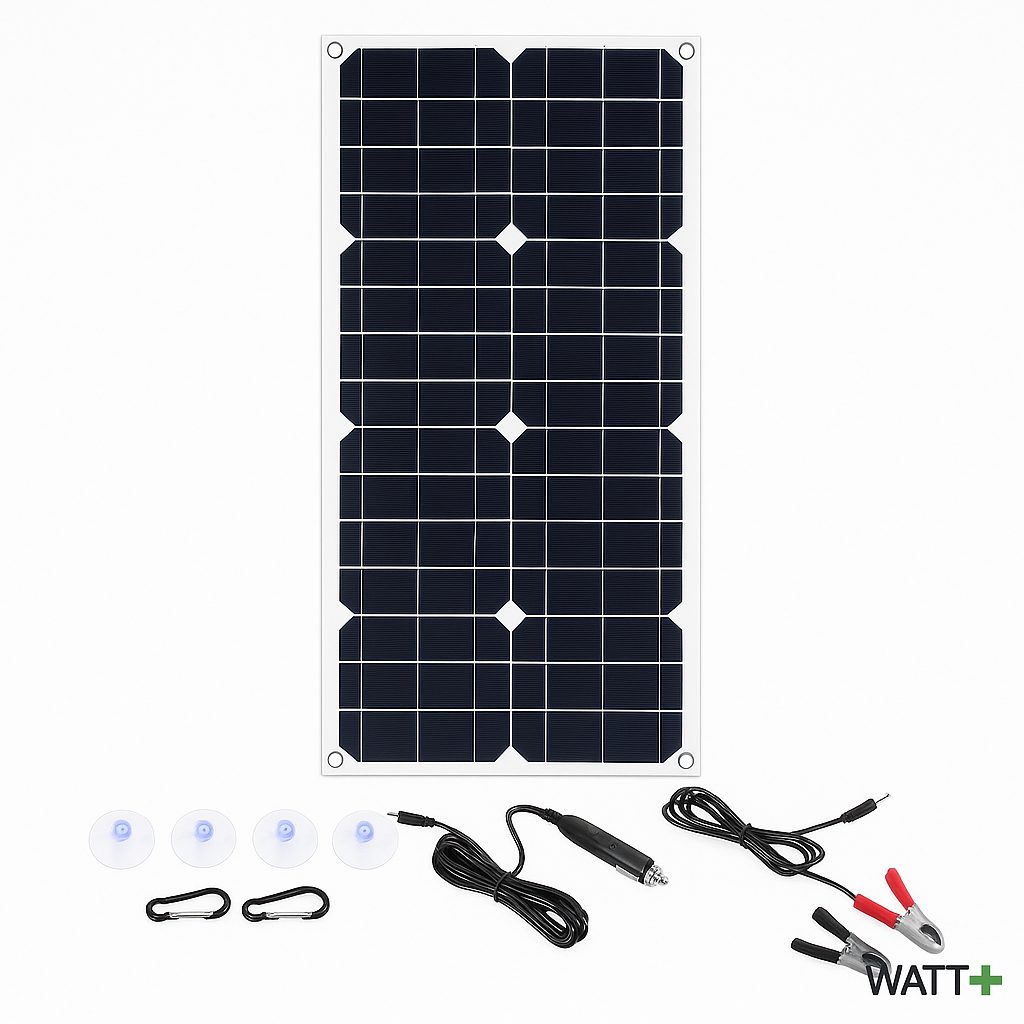 Panneau Solaire Flexible Monocristallin – Recharge d’Urgence Portable pour Véhicules – 5V/18V – Avec ou Sans Régulateur