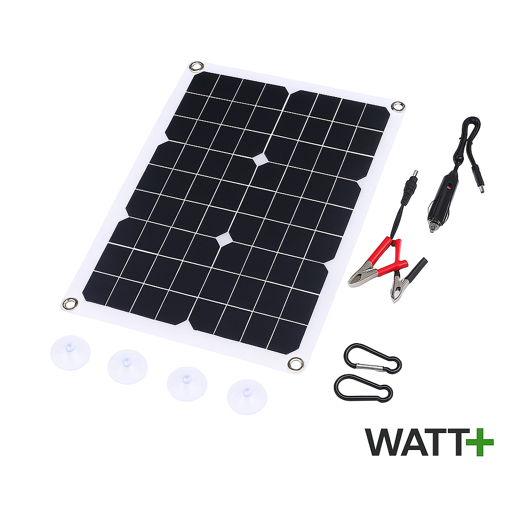 Panneau Solaire à Double Sortie pour Recharge de Batterie de Voiture – 18V / 1100mA – Ultra Fin