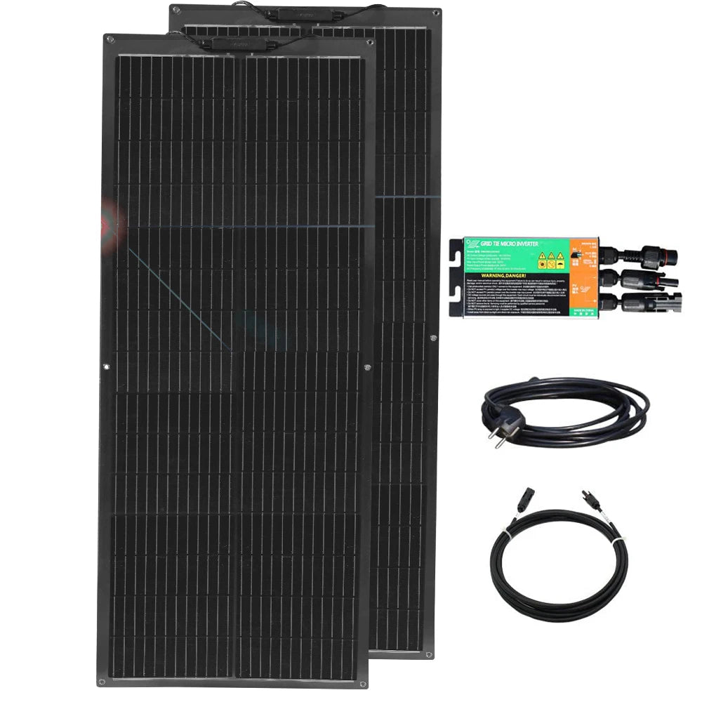 Kit Panneau Solaire Flexible Micro-Injection 220V/230V – 100W à 1000W pour Balcon, Camping, Bateau, Off-Grid