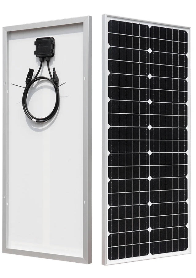 Panneau Solaire Rigide en Verre Monocristallin 10W 25W 50W 100W 200W – Charge Batterie Photovoltaïque