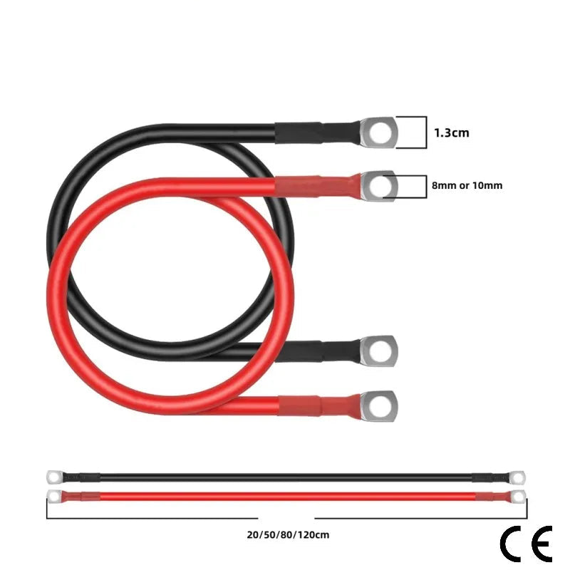 Câble de Connexion Batterie Solaire 10mm² à 35mm² – Cuivre Toronné Isolé PVC pour Onduleur, UPS, Véhicule
