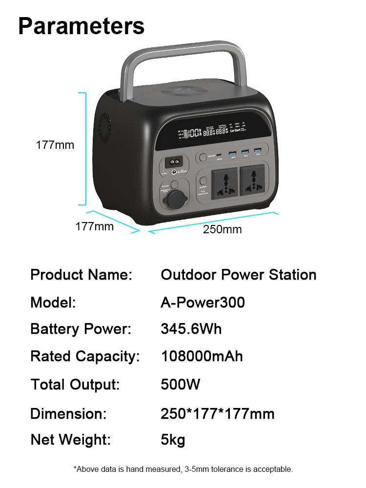 Station d'énergie portable 500W, 345Wh avec panneau solaire 100W - Générateur complet solaire LiFePO₄